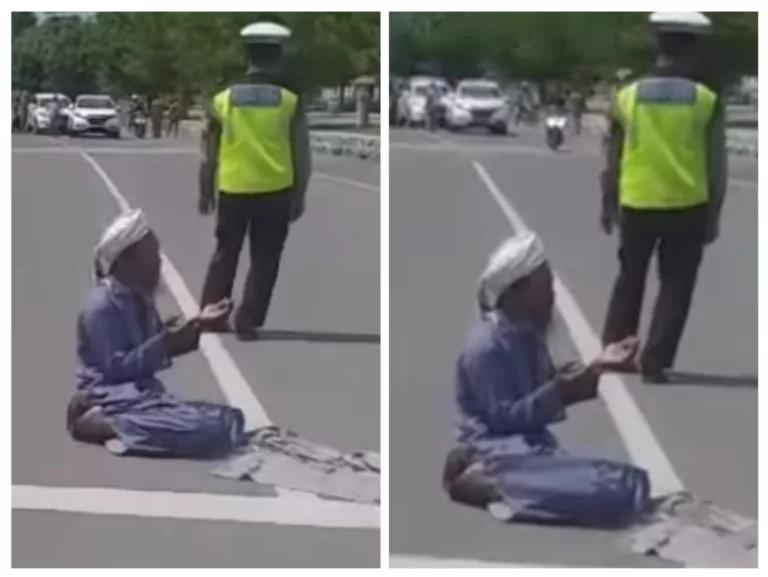 Kesal Ditilang Polisi, Pria Bersorban Berdoa di Tengah Jalan Minta Polisi Diazab