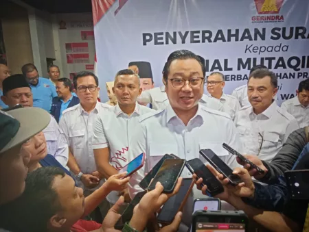Rizaldy D Priambodo, Sekretaris DPD Jawa Barat, berharap Jenal Mutaqin diharapkan mampu membawa kemenangan bagi Gerindra di Pilwalkot Bogor 2024. (Dok: Nicko/Koranmandala.com)