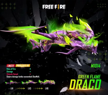 Kode Redeem FF Skin M1887 Green Flame Draco