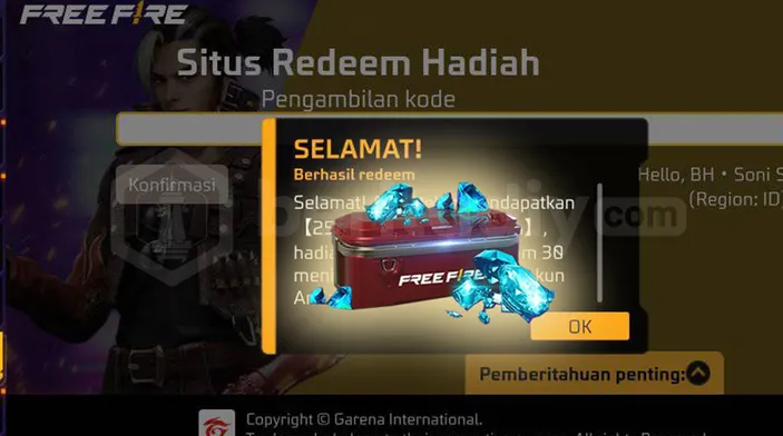 Kode Redeem Free Fire (FF) Masih Aktif Update Setiap Hari