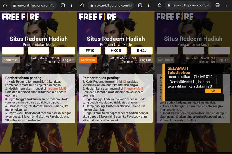 Kode Redeem FF Masih Aktif Hari ini, Rabu 25 September 2024