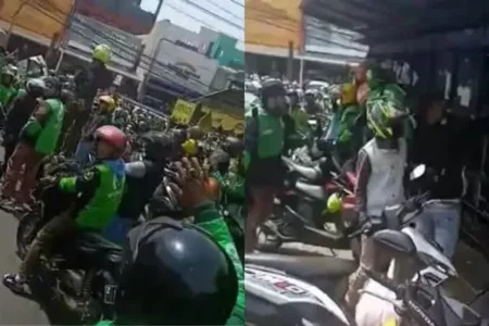 Bentrok Pengemudi Ojol dan Opang di Pasir Impun Kota Bandung