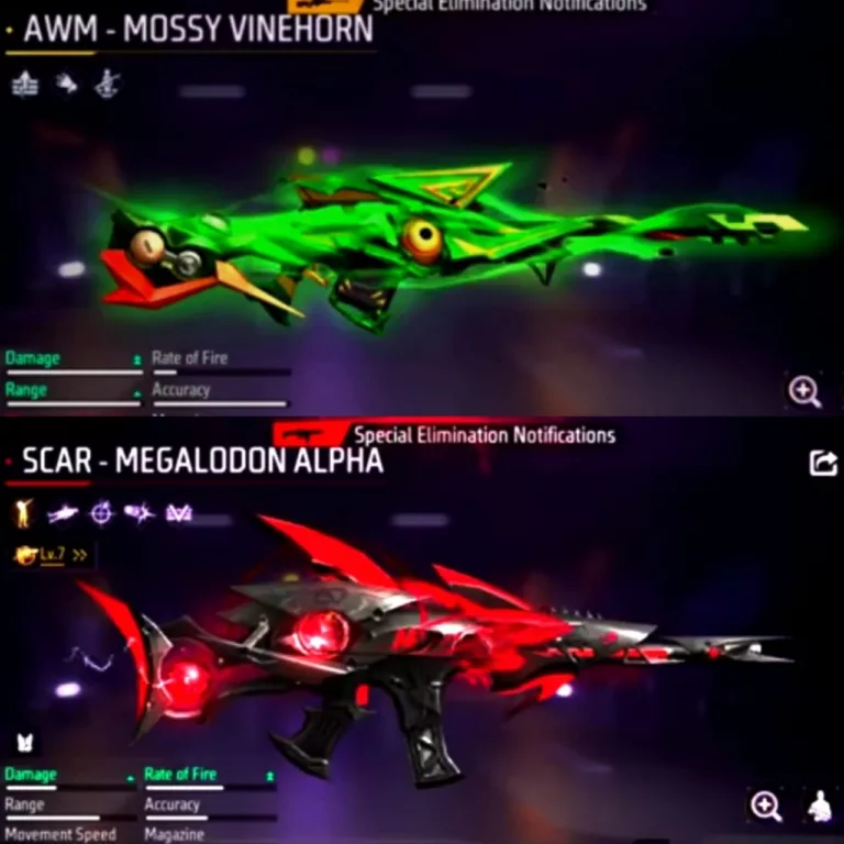 Skin Weapon Langka AWM Mossy Vinehorn dan Scar Megalodon Alpha