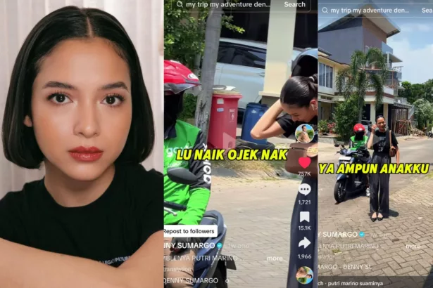 Putri Marino naik ojek (screenshoot TikTok @dennysumargoreal & IG @putrimarino)