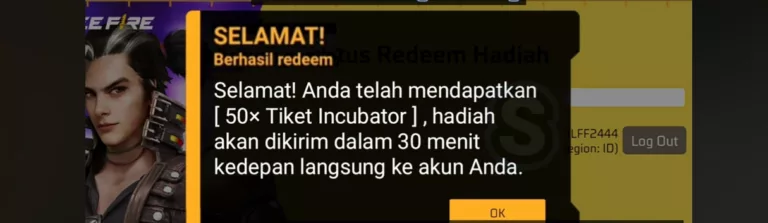 YMMA ! Kode Redeem FF Hari Ini Selasa 15 Oktober 2024, Klaim Incubator Voucher