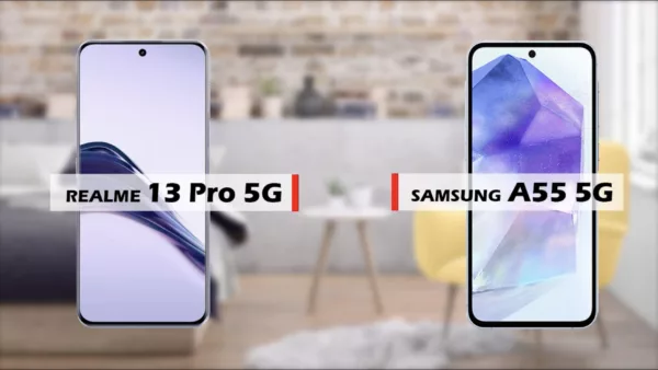 Ilustrasi Perbandingan Realme 13 Pro 5G dan Samsung A55 5G (Tangkap layar Youtube/reviewFira)