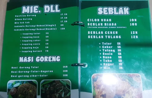 Salah satu dari sekian banyak menu di Warning Kuliner Balok (dokumen pribadi)