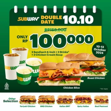  Daftar Terlengkap Puluhan Promo 10.10 Makanan Hari Ini - Subway