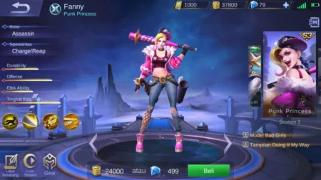 Akun ML Sultan dengan Skin Season Eksklusif (Punk Princess)