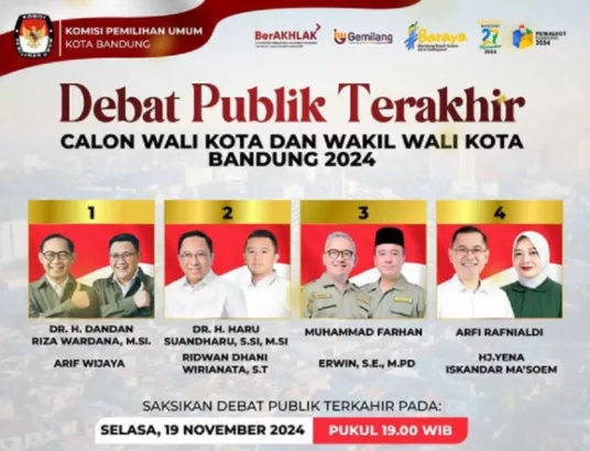 Debat Publik Final Pilwalkot Bandung 2024 Dijadwal Ulang, Digelar Malam Ini