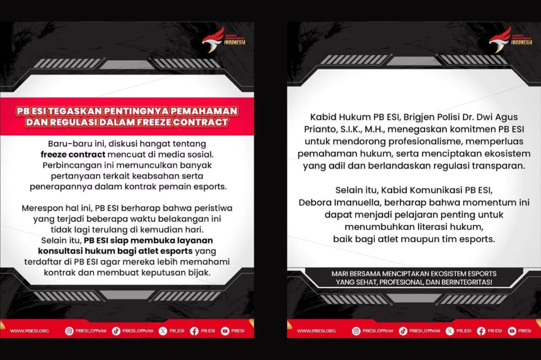 Freeze Contract Lagi Ramai! Begini Jawaban Santai dari PB ESI!