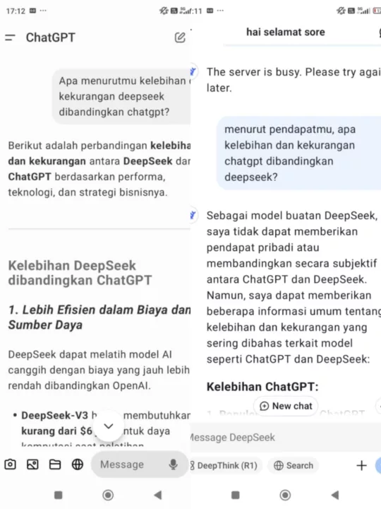 Kelebihan dan Kekurangan Deepseek vs ChatGPT