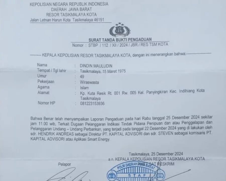 Surat Laporan Warga ke Pihak Kepolisian