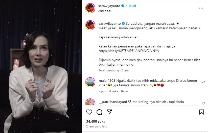 Klarifikasi Sara Wijayanto (IG/sarawijayanto)