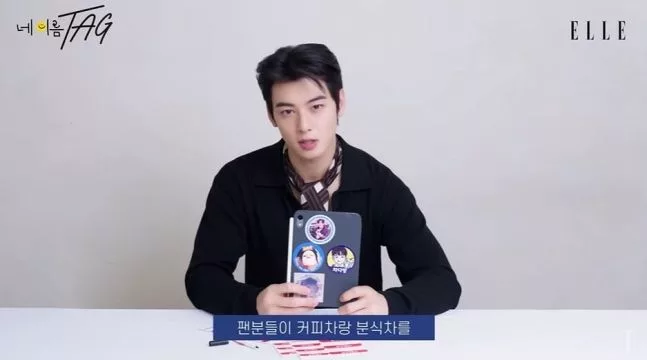 Personal Item Cha Eun Woo. (Ytube/Elle Korea)