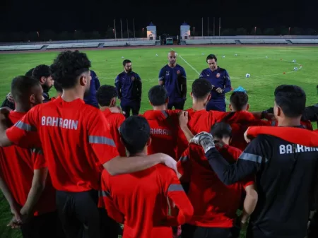 Timnas Bahrain gelar latihan perdana di lapangan A GBK pada Sabtu (22/3/2025) puku; 19.30 WIB