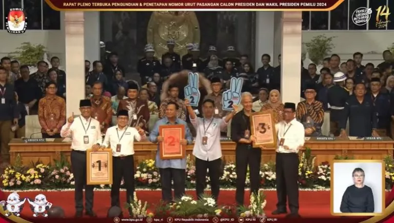 Suasana penentuan nomor urut capres 2024