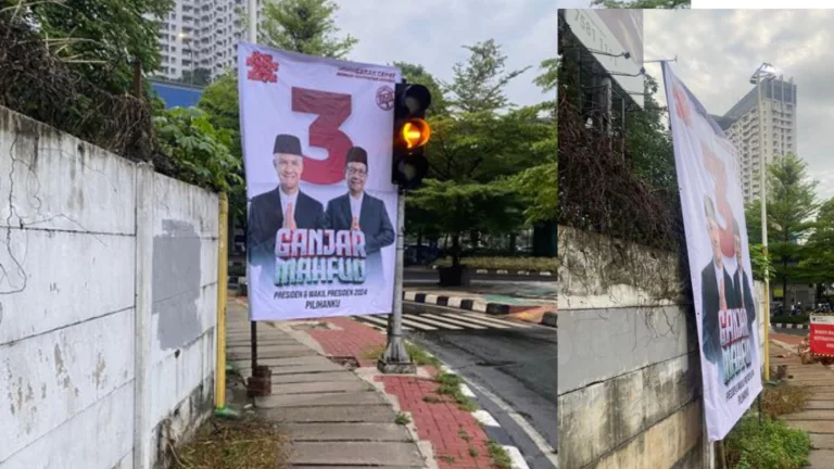 Viral Baliho Kampanye Pilpres 2024 Ganjar Mahfud Terpasang Halangi Jalan, Netizen: Roll Depan