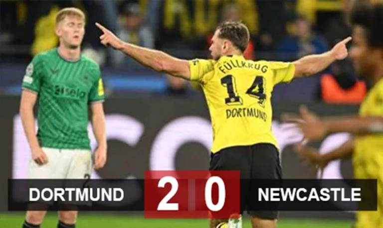 Dortmund 2, Newcastle 0