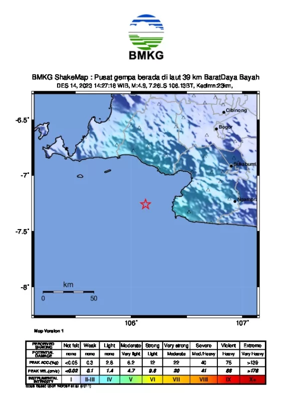 Gempa Magnitudo 4,9 Kembali Guncang Bayah Banten Jawa Barat