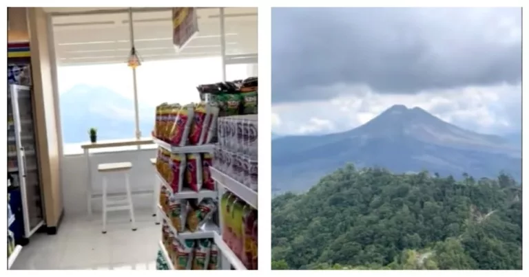 Viral Minimarket Ini Punya Pemandangan Terindah di Kaki Gunung Batur, Netizen: Healing Yuk