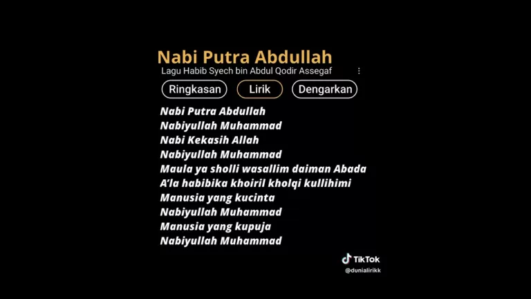 Lirik Lagu Sholawat Nabi Putra Abdullah Nabiyullah Muhammad Bahasa Arab, Latin, dan Terjemahan Indonesia